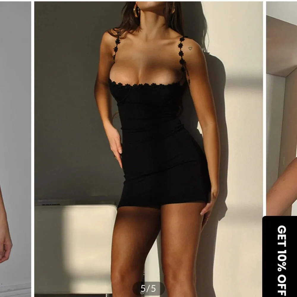 New Commense Black Dress with Floral Straps Sz L - Picture 4 of 6